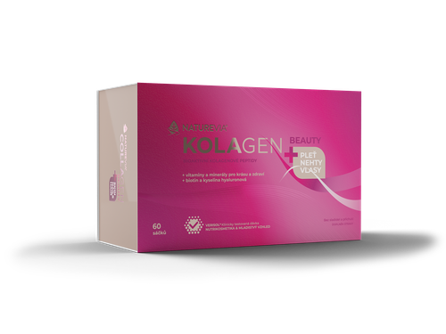 Červená krabička hovězího kolagenu NatureVia Kolagen Beauty+